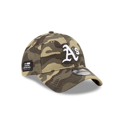 Green Oakland Athletics Hat - New Era MLB Armed Forces Weekend 9TWENTY Adjustable Caps USA3465197